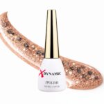 Oja semipermanentă XDynamic 047 – Rose Gold cu glitter mare și efect confetti