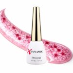 Oja semipermanentă XDynamic 061 – Roz transparent cu glitter roșu intens și efect confetti