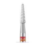 Freză carbură de tungsten – con rotunjit, roșu, pentru stângaci L-8,0 MM, Ø2,3 MM